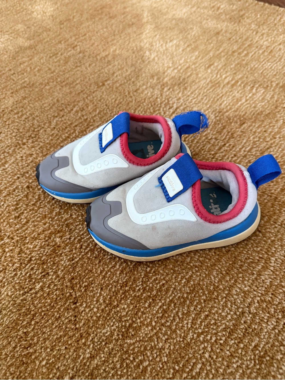 Native Kids Slip-On Sneakers in Blue, Gray and red
